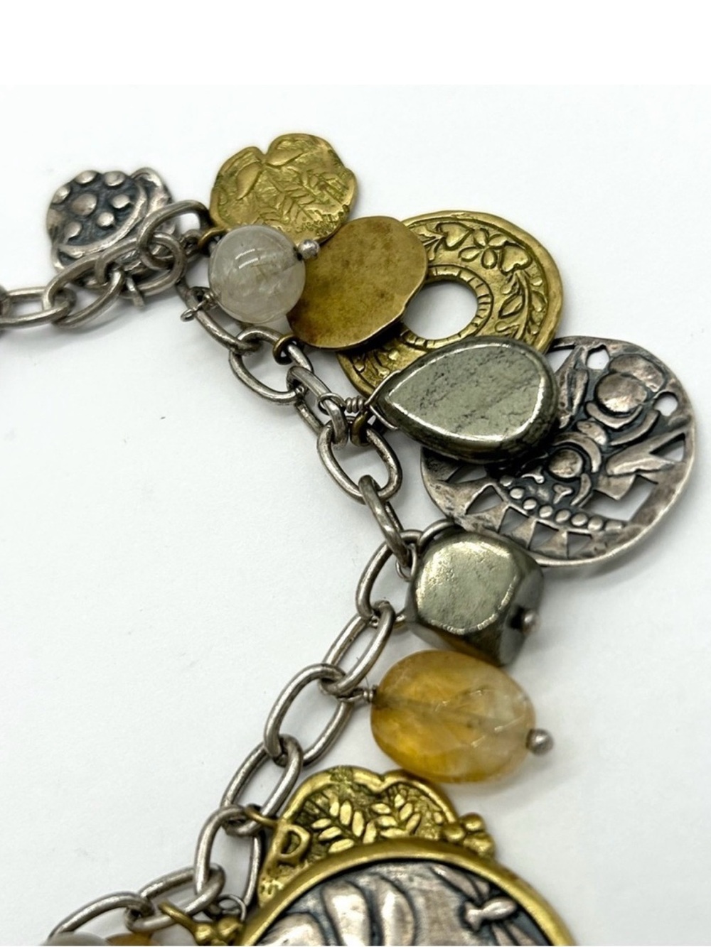 Rare Silpada Bracelet Silver and Gold Charm Bracelet up to 8.5โ Wrists ๐ - Picture 7 of 8